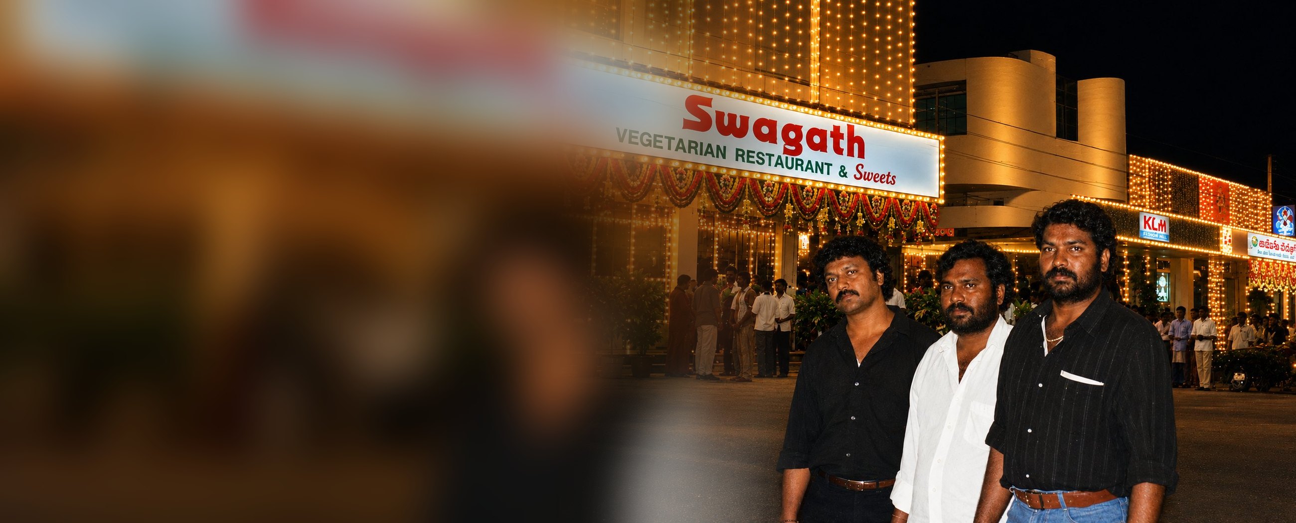 Bhaskar, Ravinder and Harishankar Dhanturi outside the first Swagath restaurant